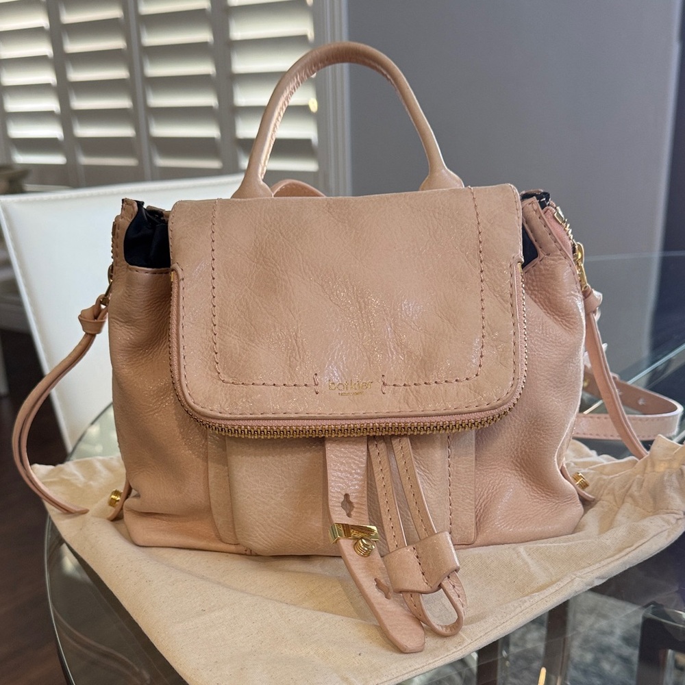 Elegant Beige Backpack with Gold Details